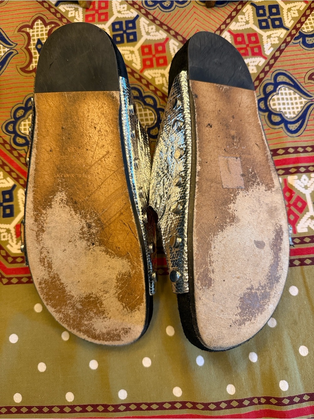 Isabel Marant Lennyo Metallic Snakeskin Silver Slide Sandals - Picture 10 of 10